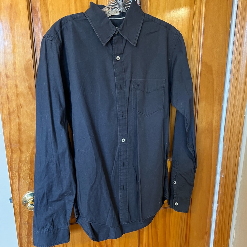 American Eagle Men’s Flannel Shacket Shirt Classic Fit Black Cotton SZ XS
